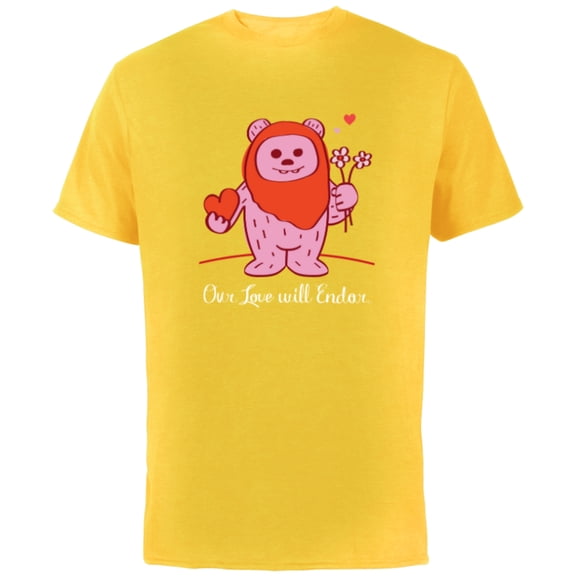 Star Wars Wicket Ewok Our Love Will Endor Valentine’s Day - Short Sleeve Cotton T-Shirt for Adults - Customized-Yellow