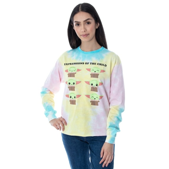 Star Wars Women's Expressions Of The Child Tie Dye Skimmer Raw Edge Top T-Shirt