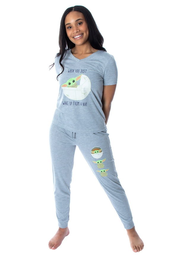 Star Wars Women's The Mandalorian Baby Yoda Shirt and Jogger Pants Pajama Set