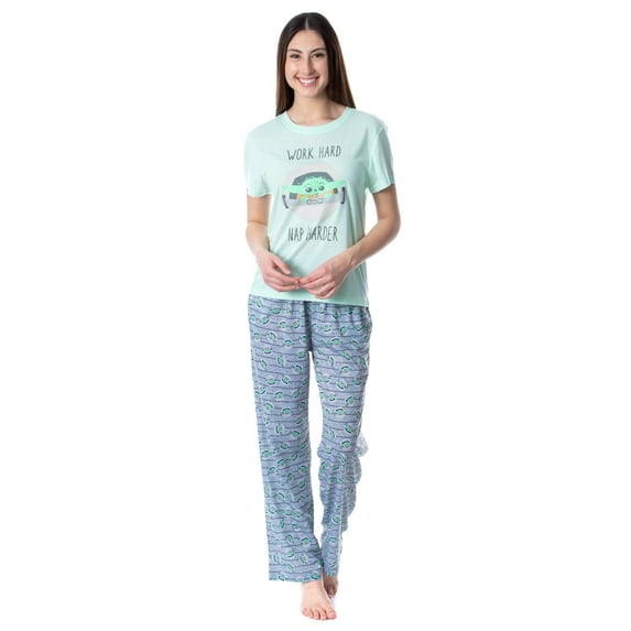 Star Wars Women's The Mandalorian The Child Work Hard Sleep Pajama Set