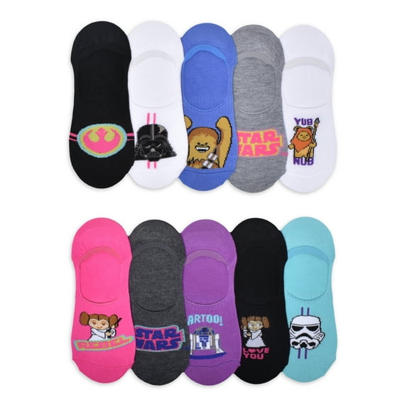 Star Wars Womens' Graphic Liner Socks, 10-Pack, Sizes 4-10