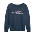 thumbnail image 1 of Star Wars - X Wing Americana Horizontal Chest Women's Lightweight French Terry Wide Neck Long Sleeve Graphic Shirt, 1 of 4