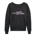 thumbnail image 1 of Star Wars - X Wing Americana Horizontal Chest Women's Lightweight French Terry Wide Neck Long Sleeve Graphic Shirt, 1 of 4