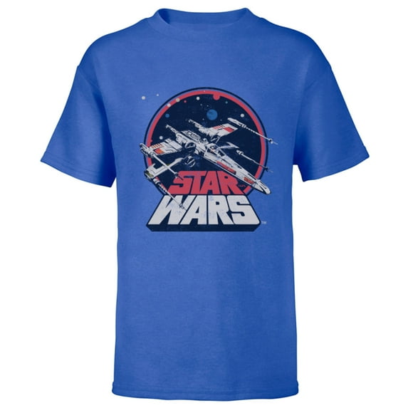 Star Wars X-Wing Starfighter Vintage - Short Sleeve T-Shirt for Kids - Customized-Royal