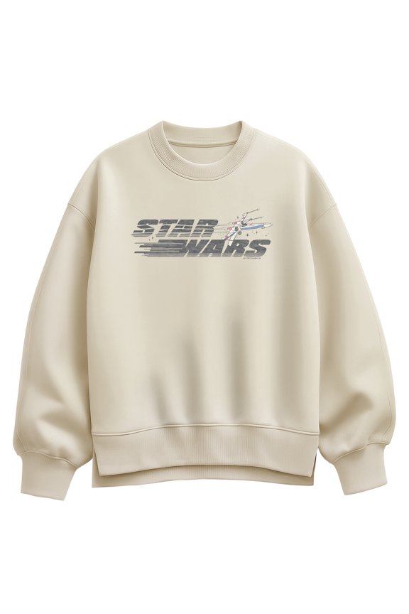 - Xwing Fly Horizontal Chest Oversized Fleece Crew Sweatshirt