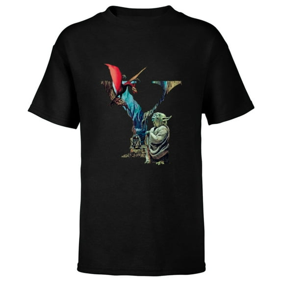 Star Wars “Y is for Yoda” Ralph McQuarrie Dagobah Painting - Short Sleeve T-Shirt for Kids - Customized-Black