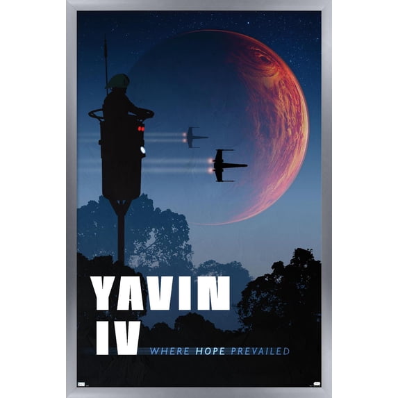 Star Wars: Yavin - Visit Yavin by Russell Walks 23 Wall Poster, 14.725" x 22.375" Framed