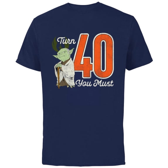 Star Wars Yoda 40th Birthday - Short Sleeve Cotton T-Shirt for Adults - Customized-Navy