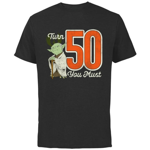 Star Wars Yoda 50th Birthday - Short Sleeve Cotton T-Shirt for Adults - Customized-Black
