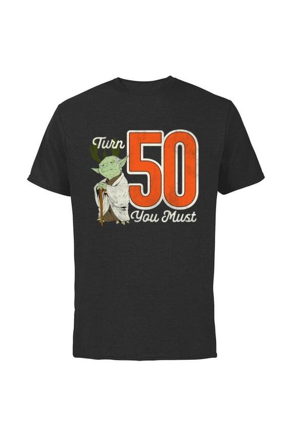 Yoda 50th Birthday - Short Sleeve Cotton T-Shirt for Adults - Customized-Black