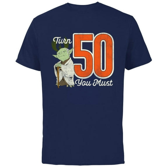 Star Wars Yoda 50th Birthday - Short Sleeve Cotton T-Shirt for Adults - Customized-Navy