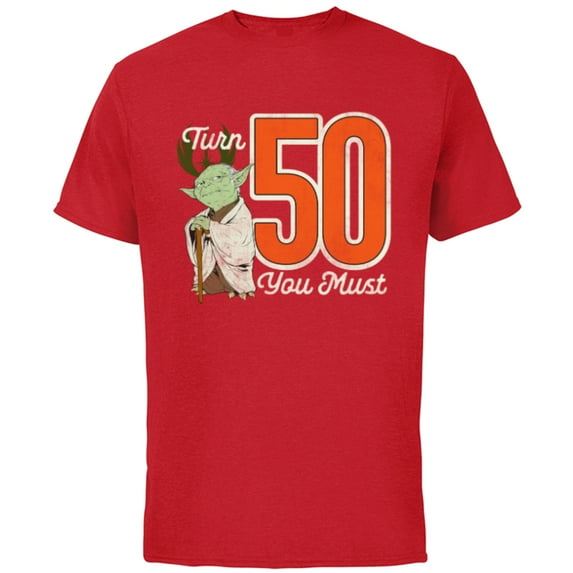 Star Wars Yoda 50th Birthday - Short Sleeve Cotton T-Shirt for Adults - Customized-Red