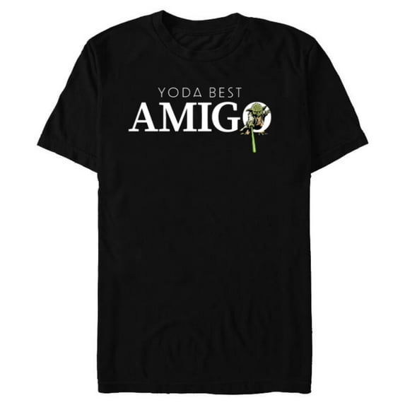 Star Wars Yoda Best Amigo Lightsaber Gift Friend Spanish- Short Sleeve Blended T-Shirt for Adults - Customized-Black