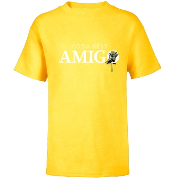 Star Wars Yoda Best Amigo Lightsaber Gift Friend Spanish- Short Sleeve T-Shirt for Kids - Customized-Yellow