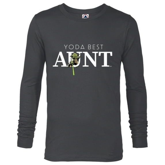 Star Wars Yoda Best Aunt Lightsaber Gift for Family - Long Sleeve T-Shirt for Men - Customized-Charcoal Heather