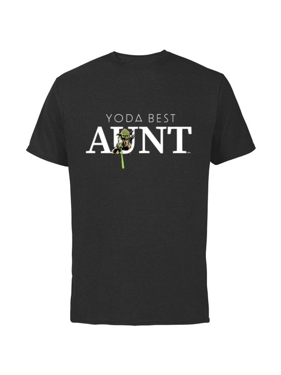 Yoda Best Aunt Lightsaber Gift for Family - Short Sleeve Cotton T-Shirt for Adults - Customized-Black