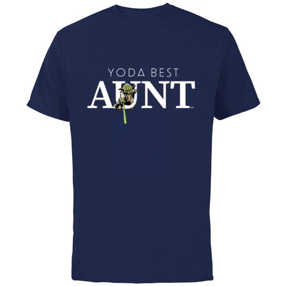 Star Wars Yoda Best Aunt Lightsaber Gift for Family - Short Sleeve Cotton T-Shirt for Adults - Customized-Navy