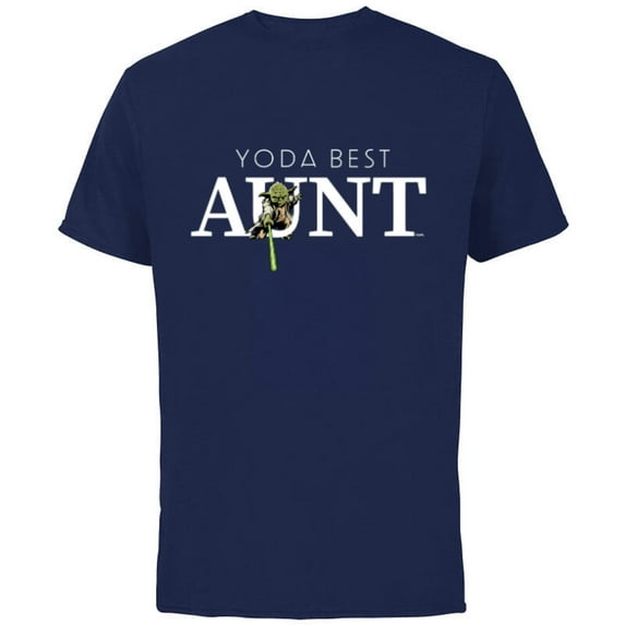 Star Wars Yoda Best Aunt Lightsaber Gift for Family - Short Sleeve Cotton T-Shirt for Adults - Customized-Navy