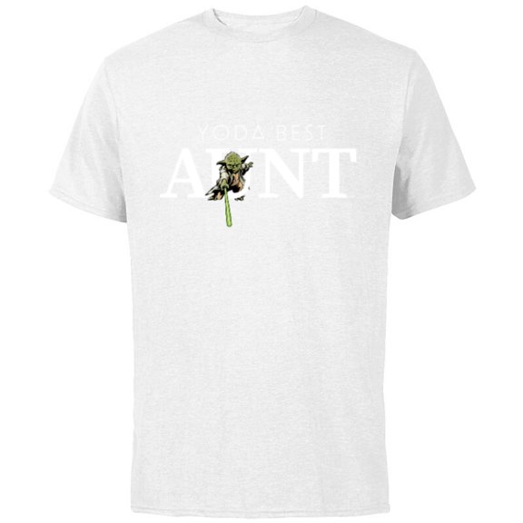Star Wars Yoda Best Aunt Lightsaber Gift for Family - Short Sleeve Cotton T-Shirt for Adults - Customized-White