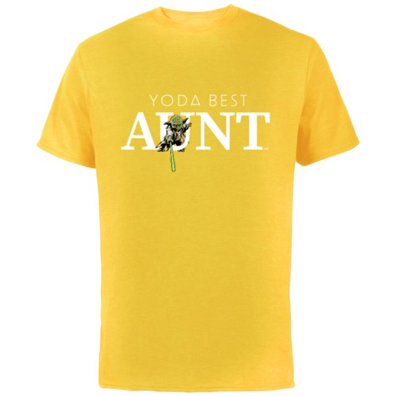 Star Wars Yoda Best Aunt Lightsaber Gift for Family - Short Sleeve Cotton T-Shirt for Adults - Customized-Yellow