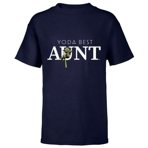 Star Wars Yoda Best Aunt Lightsaber Gift for Family - Short Sleeve T-Shirt for Kids - Customized-Navy