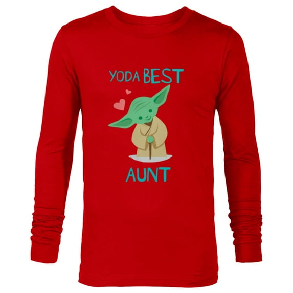 Star Wars Yoda Best Aunt Yoda Chibi Portrait Mother’s Day - Long Sleeve T-Shirt for Men - Customized-New Red