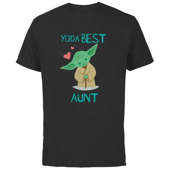 Star Wars Yoda Best Aunt Yoda Chibi Portrait Mother’s Day - Short Sleeve Cotton T-Shirt for Adults - Customized-Black