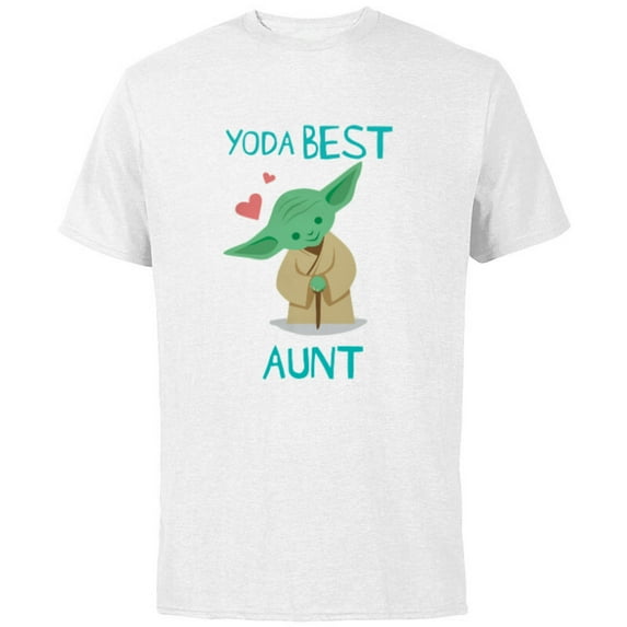 Star Wars Yoda Best Aunt Yoda Chibi Portrait Mother’s Day - Short Sleeve Cotton T-Shirt for Adults - Customized-White
