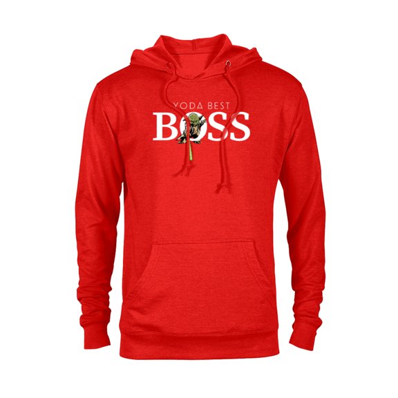 Star Wars Yoda Best Boss Lightsaber Birthday Employer Gift- Pullover Hoodie for Adults - Customized-Red