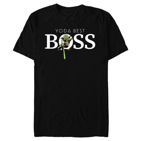 Star Wars Yoda Best Boss Lightsaber Birthday Employer Gift- Short Sleeve Blended T-Shirt for Adults - Customized-Black