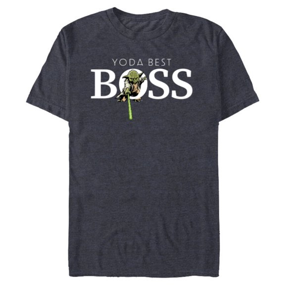 Star Wars Yoda Best Boss Lightsaber Birthday Employer Gift- Short Sleeve Blended T-Shirt for Adults - Customized-Navy Heather