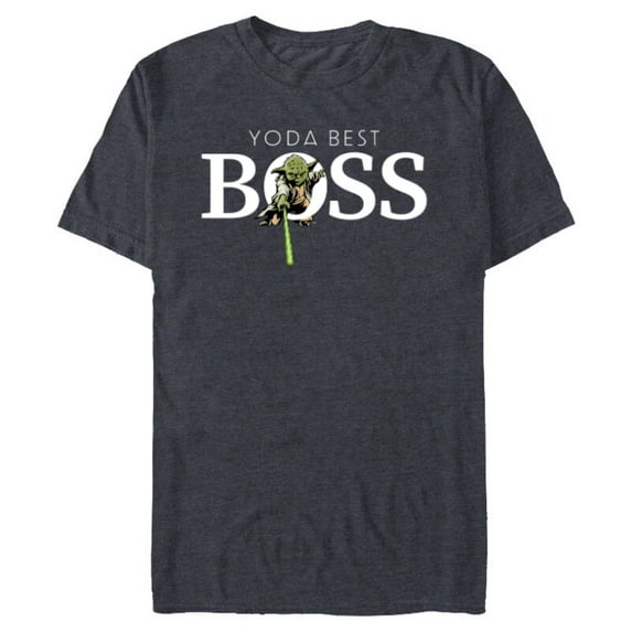 Star Wars Yoda Best Boss Lightsaber Birthday Employer Gift- Short Sleeve Blended T-Shirt for Adults - Customized-Navy Heather