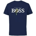 thumbnail image 1 of Star Wars Yoda Best Boss Lightsaber Birthday Employer Gift- Short Sleeve Cotton T-Shirt for Adults - Customized-Navy, 1 of 5
