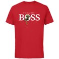 thumbnail image 1 of Star Wars Yoda Best Boss Lightsaber Birthday Employer Gift- Short Sleeve Cotton T-Shirt for Adults - Customized-Red, 1 of 5