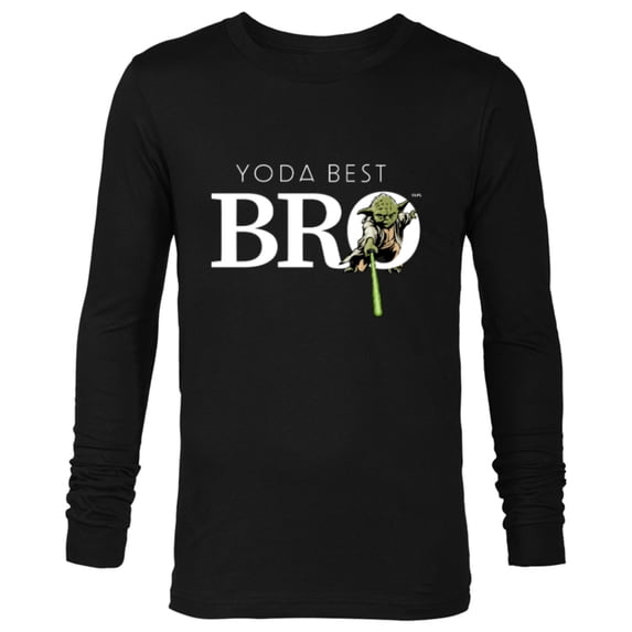 Star Wars Yoda Best Bro Lightsaber Gift for Brother - Long Sleeve T-Shirt for Men - Customized-Black