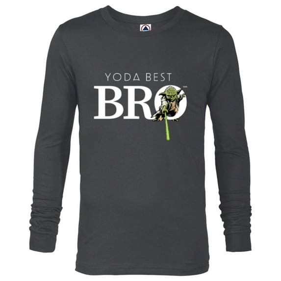 Star Wars Yoda Best Bro Lightsaber Gift for Brother - Long Sleeve T-Shirt for Men - Customized-Charcoal Heather
