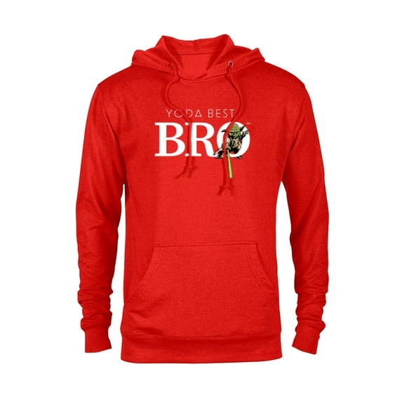 Star Wars Yoda Best Bro Lightsaber Gift for Brother - Pullover Hoodie for Adults - Customized-Red