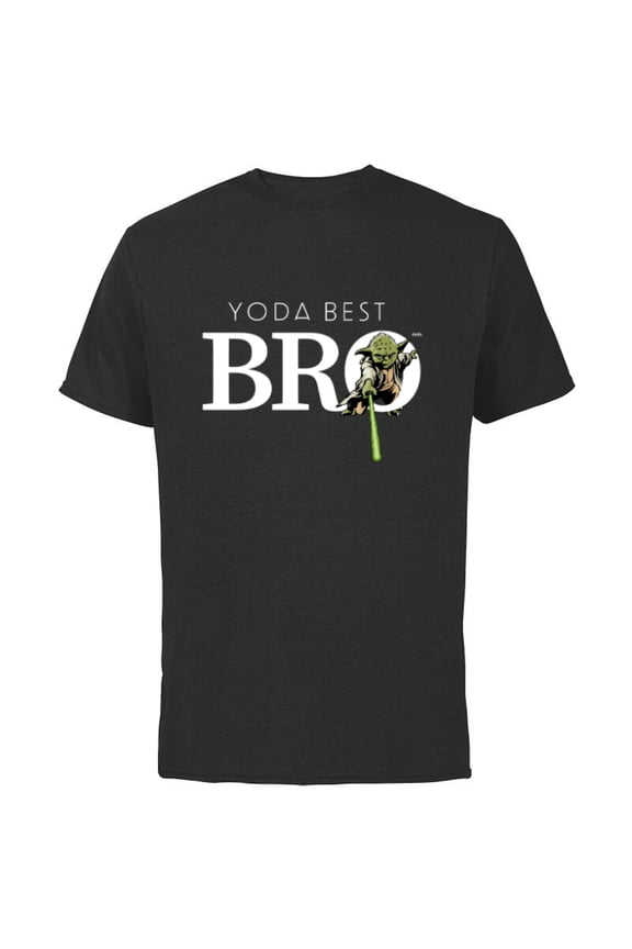 Yoda Best Bro Lightsaber Gift for Brother - Short Sleeve Cotton T-Shirt for Adults - Customized-Black