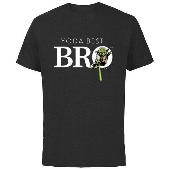Star Wars Yoda Best Bro Lightsaber Gift for Brother - Short Sleeve Cotton T-Shirt for Adults - Customized-Black