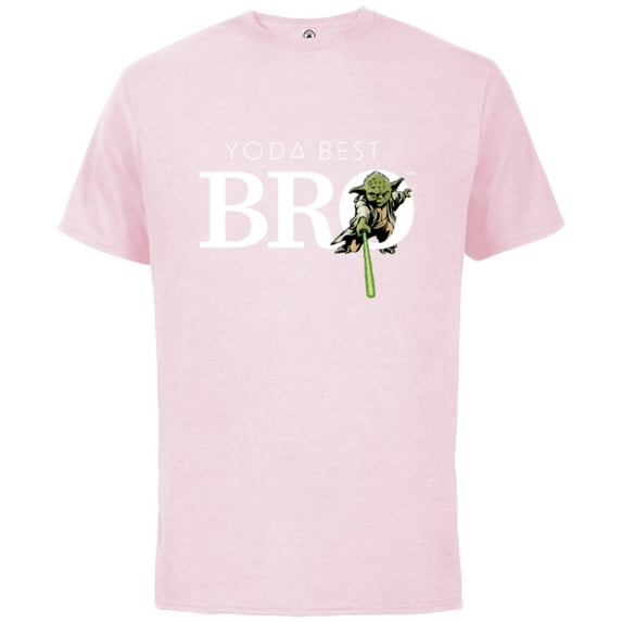Star Wars Yoda Best Bro Lightsaber Gift for Brother - Short Sleeve Cotton T-Shirt for Adults - Customized-Soft Pink