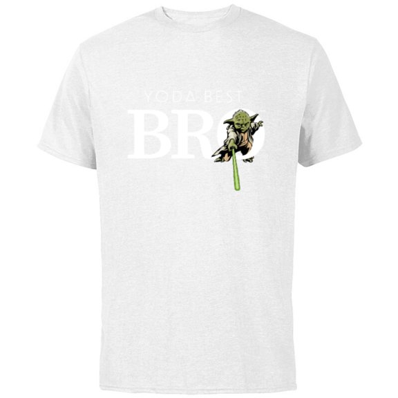 Star Wars Yoda Best Bro Lightsaber Gift for Brother - Short Sleeve Cotton T-Shirt for Adults - Customized-White
