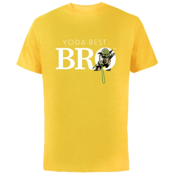 Star Wars Yoda Best Bro Lightsaber Gift for Brother - Short Sleeve Cotton T-Shirt for Adults - Customized-Yellow