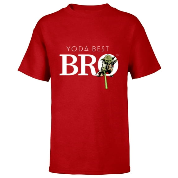 Star Wars Yoda Best Bro Lightsaber Gift for Brother - Short Sleeve T-Shirt for Kids - Customized-Red