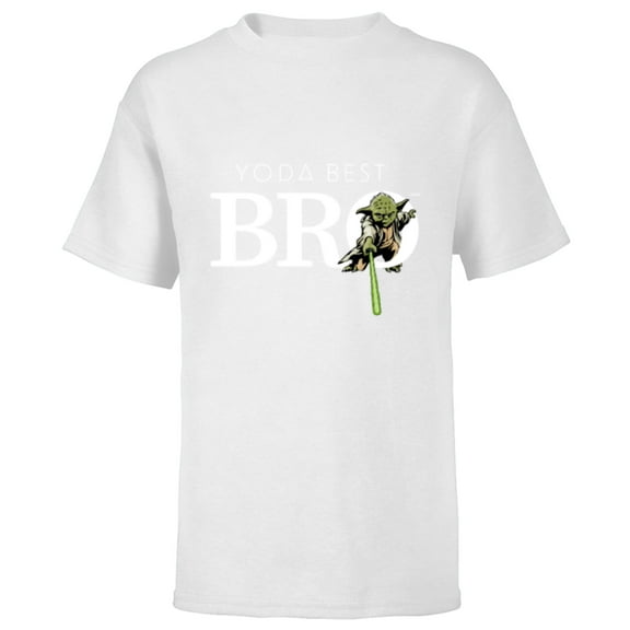 Star Wars Yoda Best Bro Lightsaber Gift for Brother - Short Sleeve T-Shirt for Kids - Customized-White