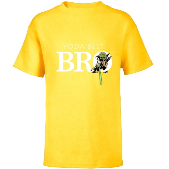 Star Wars Yoda Best Bro Lightsaber Gift for Brother - Short Sleeve T-Shirt for Kids - Customized-Yellow