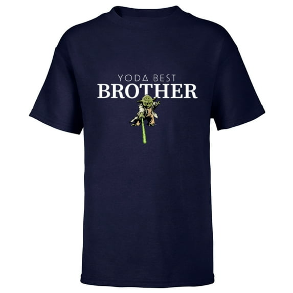 Star Wars Yoda Best Brother Lightsaber Gift for Family- Short Sleeve T-Shirt for Kids - Customized-Navy