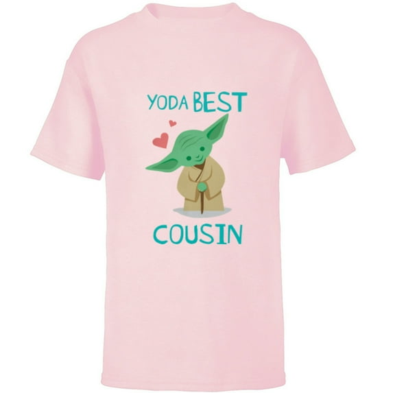 Star Wars Yoda Best Cousin Yoda Chibi Portrait Family- Short Sleeve T-Shirt for Kids - Customized-Soft Pink