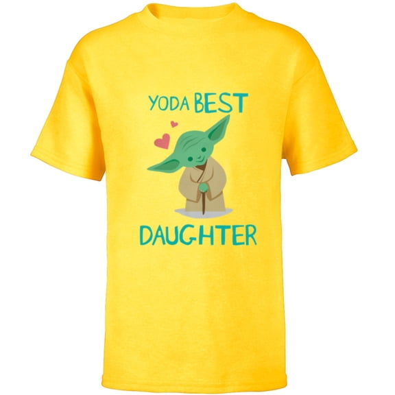Star Wars Yoda Best Daughter Yoda Chibi Portrait Family- Short Sleeve T-Shirt for Kids - Customized-Yellow