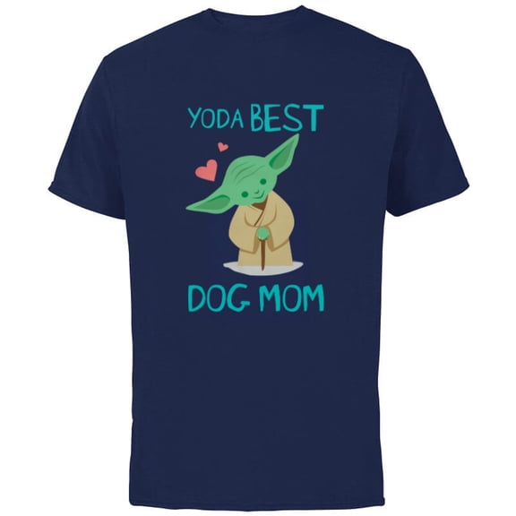 Star Wars Yoda Best Dog Mom Yoda Chibi Portrait Family- Short Sleeve Cotton T-Shirt for Adults - Customized-Navy