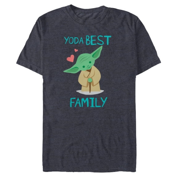 Star Wars Yoda Best Family Yoda Chibi Portrait- Short Sleeve Blended T-Shirt for Adults - Customized-Navy Heather